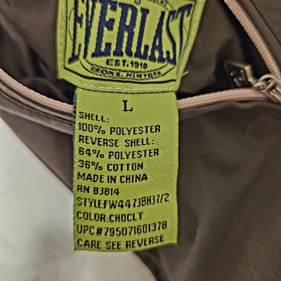 EVERLAST Womens Reversable Zip Up Hooded Jacket, Brown Sz L NWT - Picture 12 of 13